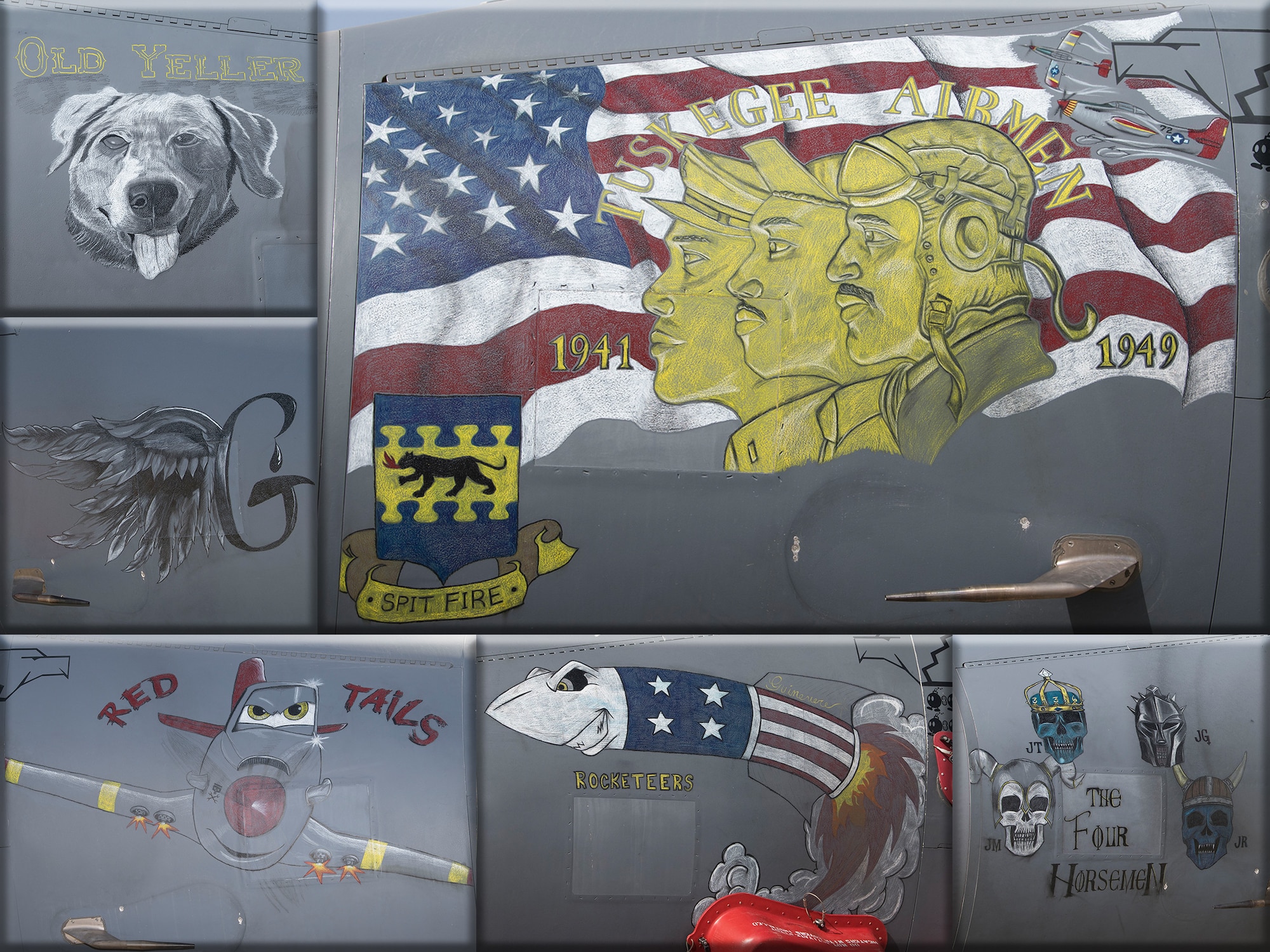 A collection of photos were taken March 20, 2018, at an undisclosed location in Southwest Asia of nose art drawn on an F-15E Strike Eagle.