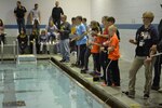 On Saturday, April 7, 2018, area students competed in a Regional SeaPerch Competition held at North Daviess High School. The Science, Technology, Engineering and Mathematics (STEM) team at Naval Surface Warfare Center, Crane Division (NSWC Crane) organized the competition, and many NSWC Crane employees served as coaches and volunteers for the event.