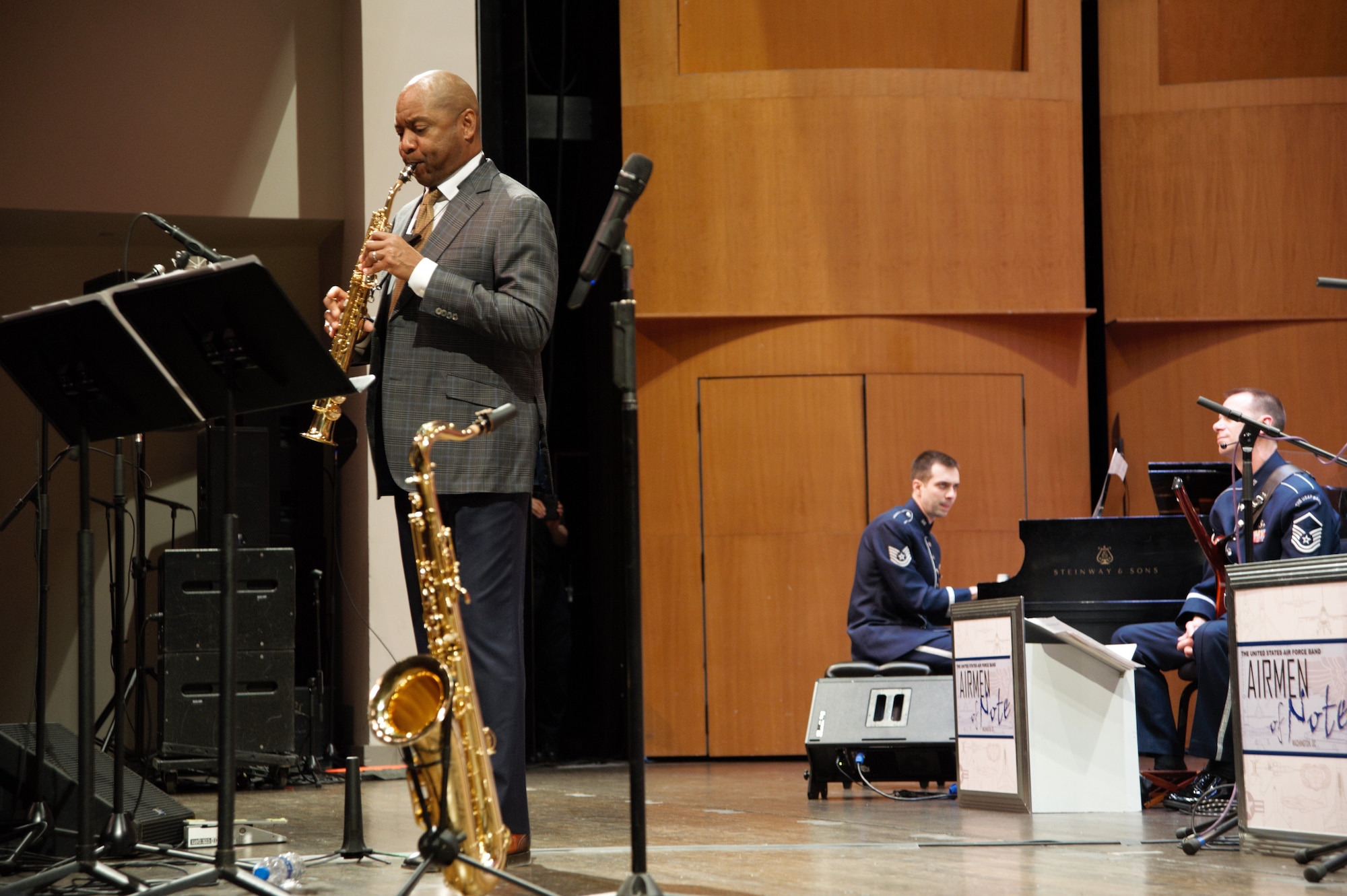 The Air Force Band's premiere jazz ensemble welcomes a jazz artist to sit in with the troupe and bring a unique concert opportunity to the public.
