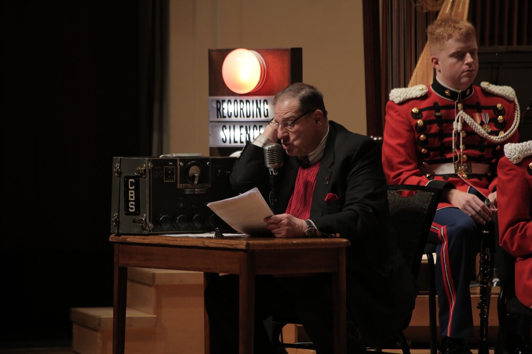 On April 8, 2018 the Marine Band reenacted a Dream Hour radio broadcast with host Robert Aubry Davis at the Clarice Smith Performing Arts Center at the University of Maryland in College Park. (Master Sgt. Kristin duBois/released)