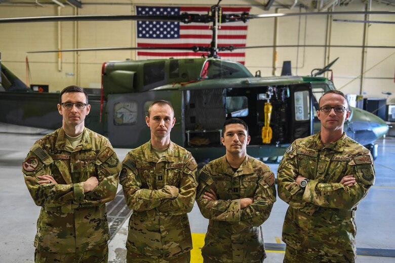 Members of the 54th Helicopter Squadron at Minot Air Force Base responded to a search and rescue call involving a man trapped in his cabin, surrounded by rising flood water, in Savage, Montana.