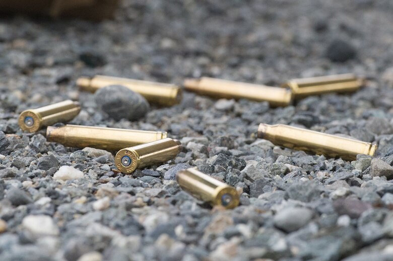 Expended 300 Win Mag shells are seen on the ground as paratroopers assigned to the 1st Squadron, 40th Cavalry Regiment (Airborne), 4th Infantry Brigade Combat Team (Airborne), 25th Infantry Division, U.S. Army Alaska, hone marksmanship skills with M110 Semi-Automatic Sniper Systems and M2010 Enhanced Sniper Rifles on Statler range at Joint Base Elmendorf-Richardson, Alaska, April 6, 2018.  A sniper's main responsibility is to deliver discriminatory, highly accurate rifle fire against enemy targets that cannot be engaged successfully by the regular rifleman due to range, size, location, fleeting nature, or visibility.