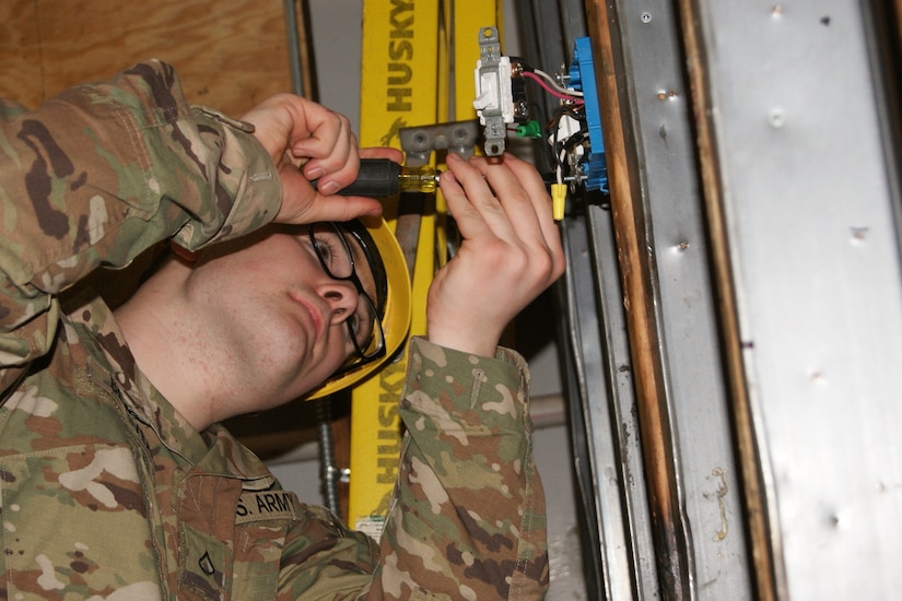 An Army National Guard Soldier learns the basics of trouble shooting during the 12R Interior Electrician course taught by instructors from the 80th Training Command and 102nd Training Division (Maneuver Support) at The Army School System Training Center Dix, New Jersey, March 29, 2018.