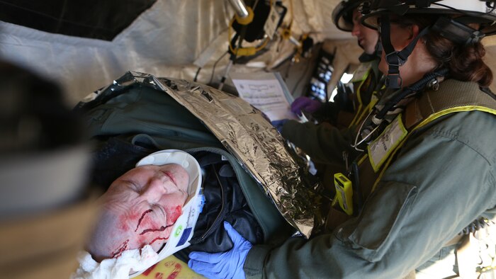 Exercise Scarlet Response is a scenario-based training evolution that allows Reaction Force Company and Headquarters and Service Company Marines and Sailors to cross-train in all of CBIRF’s capabilities during two days of lane training and a 12-hour continuous operation exercise and a final 72-hour certification exercise simulating a response to an earthquake in Chattanooga, Tenn.