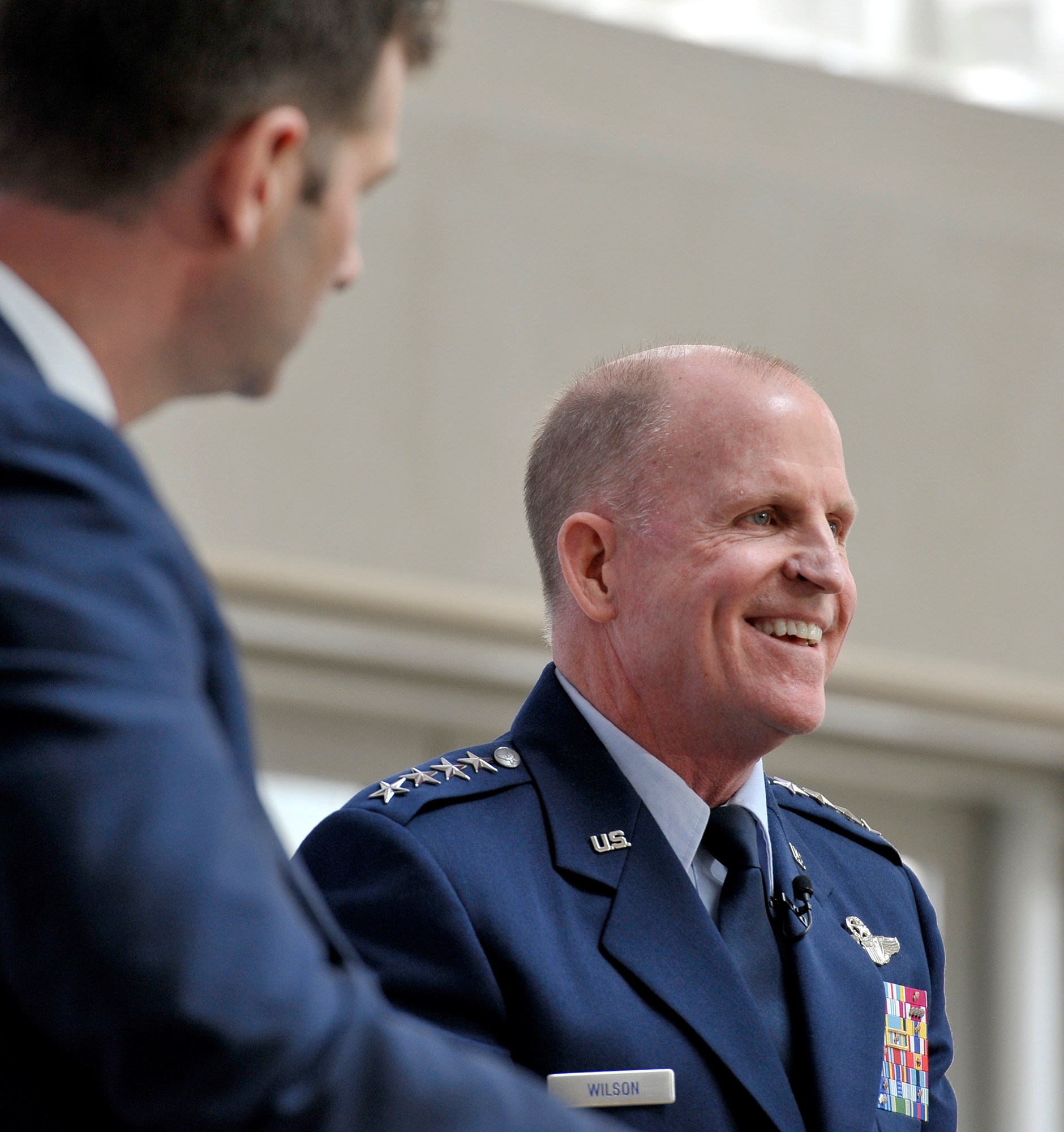 Vice Chief of Staff of the Air Force Gen. Stephen Wilson speaks during the 2018 Future of War Conference April 9, 2018, in Washington, D.C. Wilson discussed how the service will fight in the future. (U.S. Air Force photo by Tech. Sgt. Robert Barnett)
