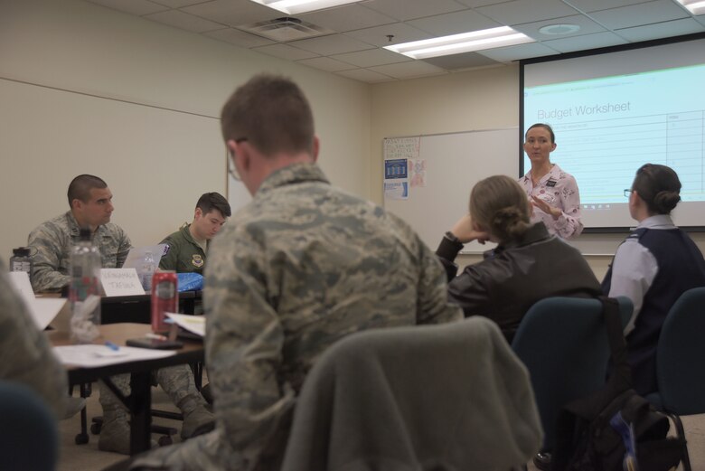 Nine lieutenants and captains from various career fields attended McConnell’s first Flight Commander Course April 5, 2018, at McConnell Air Force, Kansas. The course was designed to prepare young officers as they grow into future leadership roles. (U.S. Air Force photo by Senior Airman Chris Thornbury)