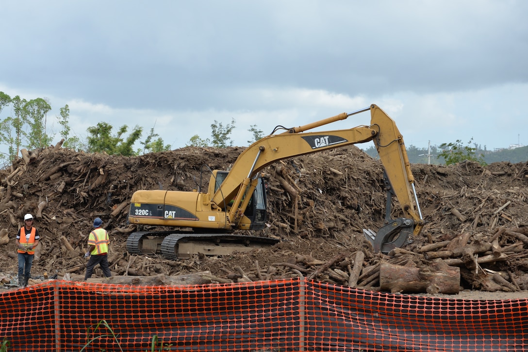 A U.S. Army Corps of Engineers Temporary Debris Reduction Site at Los Alamos in Puerto Rico, Mar. 15, 2018.