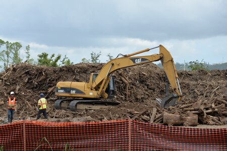 A U.S. Army Corps of Engineers Temporary Debris Reduction Site at Los Alamos in Puerto Rico, Mar. 15, 2018.