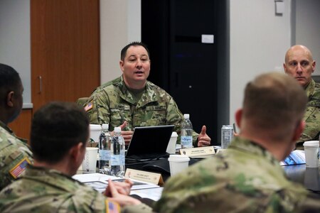 Soldier leading meeting