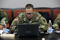 Soldier at computer