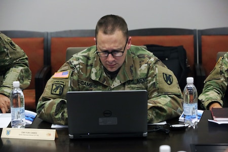 Soldier at computer
