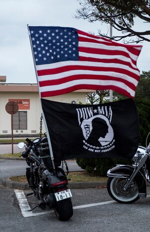 Motorcycles led the memorial procession for the Bataan Death March Memorial hike, April 7, 2018 on Kadena Air Force base, Okinawa, Japan. More than 200 service members and their families participated in the 8.5 mile hike around Kadena’s perimeter in remembrance of the prisoners of war who perished as a result of the Death March that took place in the Philippine archipelago in 1942 during WWII.