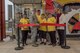 Team Shaw members assigned to the 20th Force Support Squadron (FSS) cut the ribbon for the Weasel Wagon food trailer opening at Shaw Air Force Base, S.C., April 9, 2018.