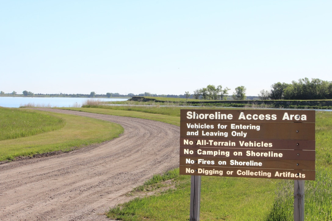 Lake Sakakawea Shoreline Access Area posted sign
