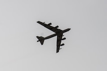 A B-52 Stratofortress aircraft assigned to the 69th Expeditionary Bomb Squadron lands at Al Udeid Air Base, Qatar, April 8, 2018, signifying the completion of its last sortie here before turning over the bomber mission to the newly arrived B-1B Lancer.  Since its arrival in 2016, the BUFF flew more than 1,800 sorties and employed nearly 12,000 weapons against ISIS and Taliban targets. (U.S. Air Force photo by Staff Sgt. Patrick Evenson)