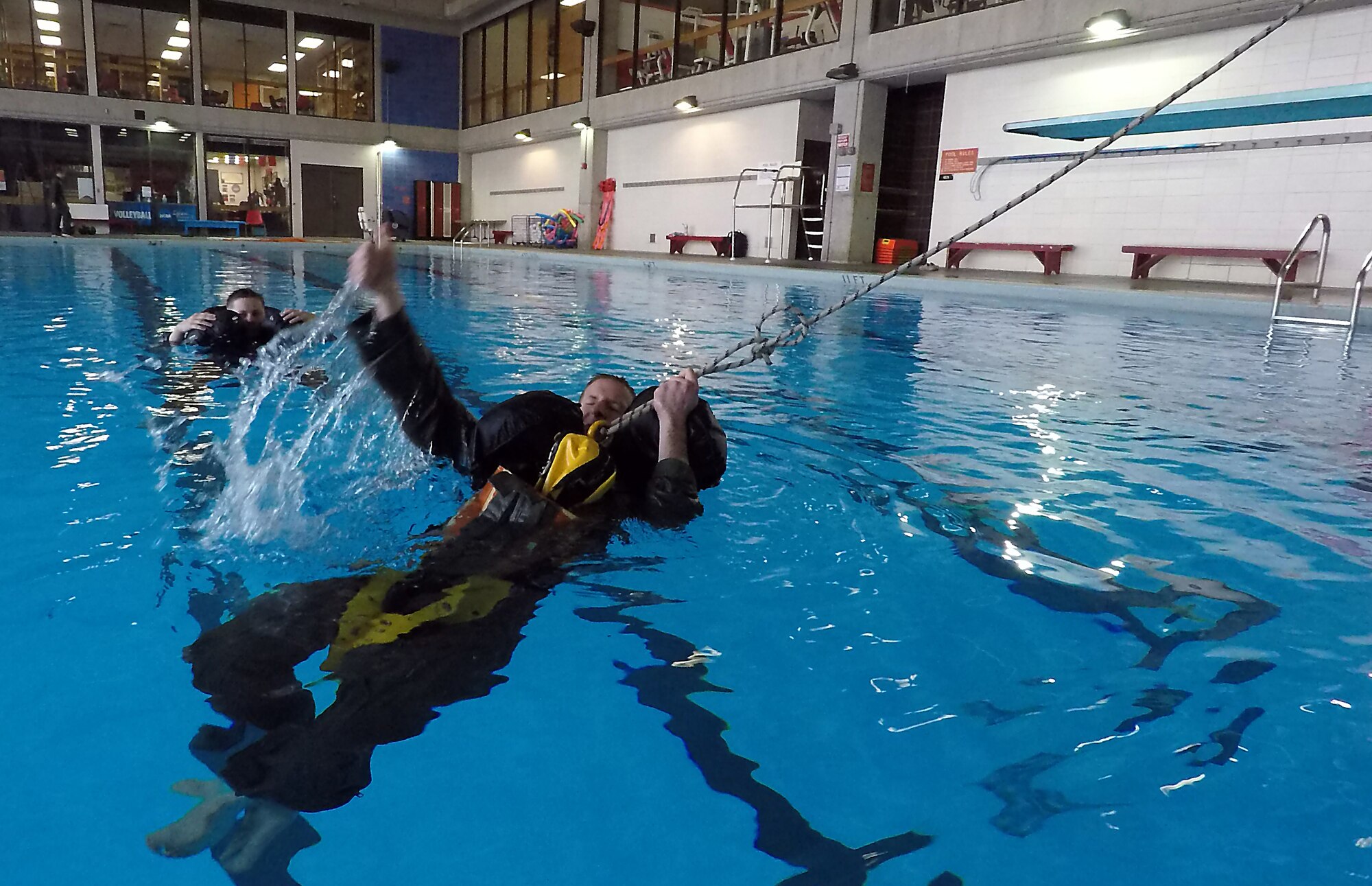 Whiteman Air Force Base, Missouri, pilots go through a water survival class.