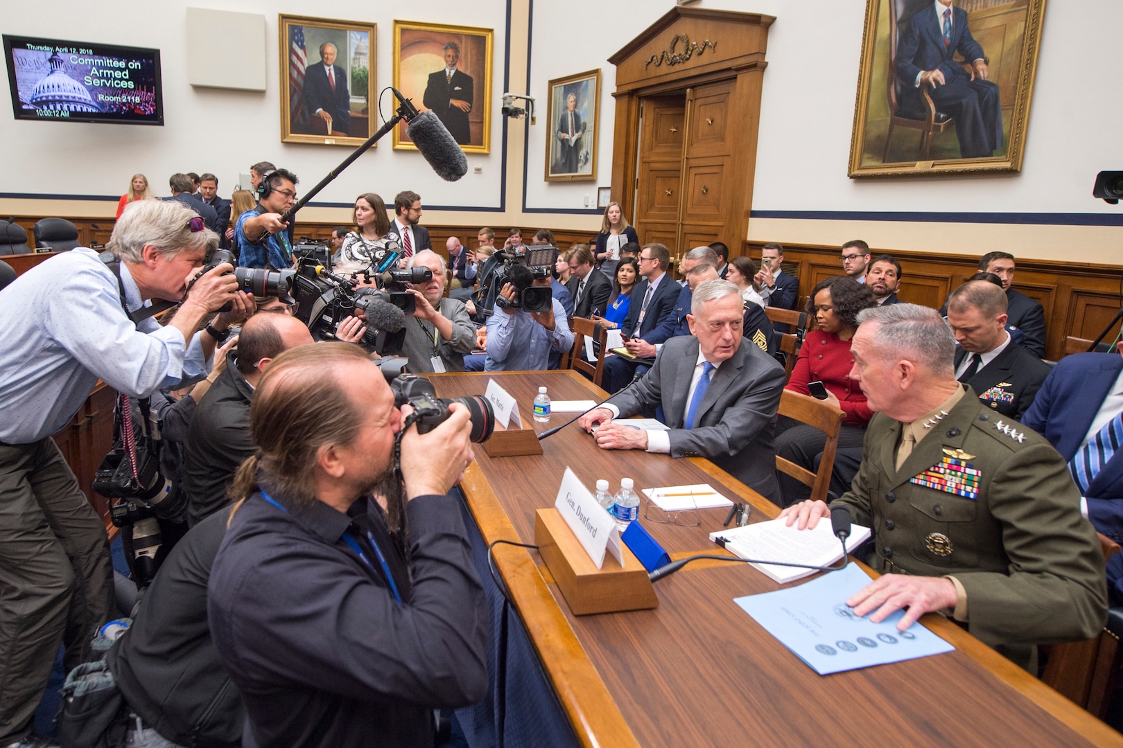 Defense Department leaders prepare to testify on Capitol Hill.