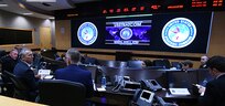 NATO Secretary General Jens Stoltenberg receives a brief from U.S. Air Force Gen. John Hyten, commander of U.S. Strategic Command (USSTRATCOM), during an orientation of the command’s battle deck at Offutt Air Force Base, Neb., April 6, 2018.  During his visit, Stoltenberg toured the command’s global operations center and participated in discussions with Hyten, other senior leaders and subject matter experts on the continuing U.S. commitment to supporting NATO and allies.