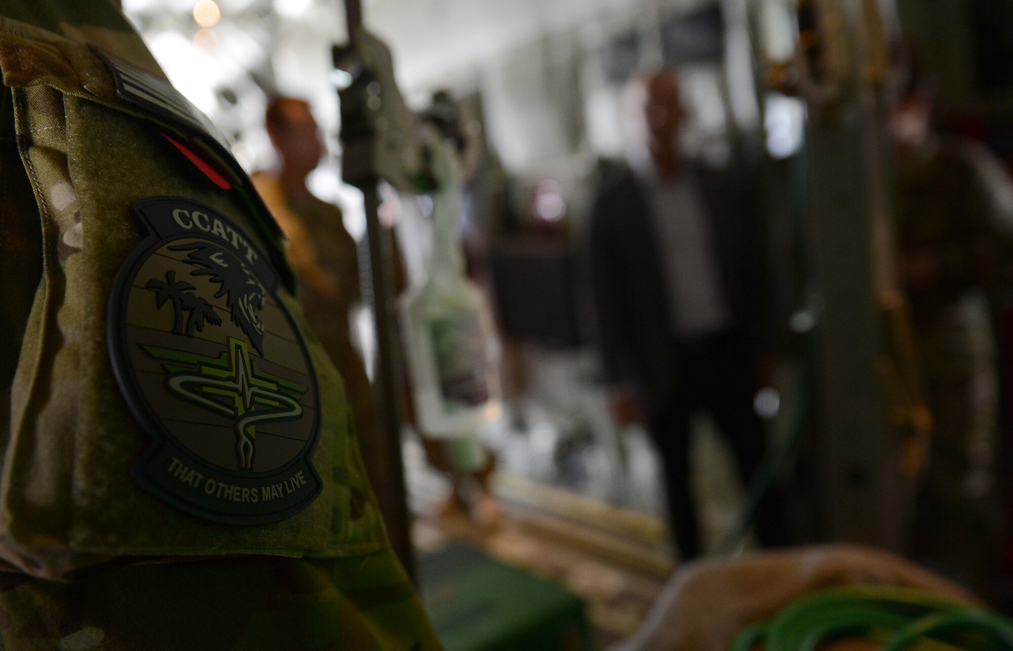 Mr. Shon Manasco, Assistant Secretary of the Air Force for Manpower and Reserve Affairs, visits members at the 455th Air Expeditionary Wing at Bagram Airfield, Afghanistan April 10, 2018.