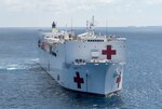 PACIFIC OCEAN (March 20, 2018) Military Sealift Command hospital ship USNS Mercy (T-AH 19) remains anchored in waters near the Ulithi Atoll for a photography exercise while en route to the Mercy’s first mission stop of Pacific PartnMilitary Sealift Cership 2018 (PP18). PP18’s mission is to work collectively with host and partner nations to enhance regional interoperability and disaster response capabilities, increase stability and security in the region, and foster new and enduring friendships across the Indo-Pacific Region. Pacific Partnership, now in its 13th iteration, is the largest annual multinational humanitarian assistance and disaster relief preparedness mission conducted in the Indo-Pacific.
