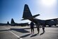 U.S. Air Force Tech. Sgt. Seth Wilkinson, 86th Aircraft Maintenance Squadron unit deployment manager, and his son walk with Kyle Rudolph, NFL Minnesota Vikings tight end, to a C-130J during Rudolph’s visit to Ramstein Air Base, Germany, April 7, 2018. Rudolph spent four days in the Kaiserslautern Military Community. During this time, he toured Ramstein Air Base, Kapaun Air Base, Vogelweh and Sembach. He spoke with Airmen, took pictures with them and signed autographs. On April 7th and 8th, Rudolph hosted a football camp at the Kaiserslautern High School football stadium where he emphasized the fundamentals of the game.