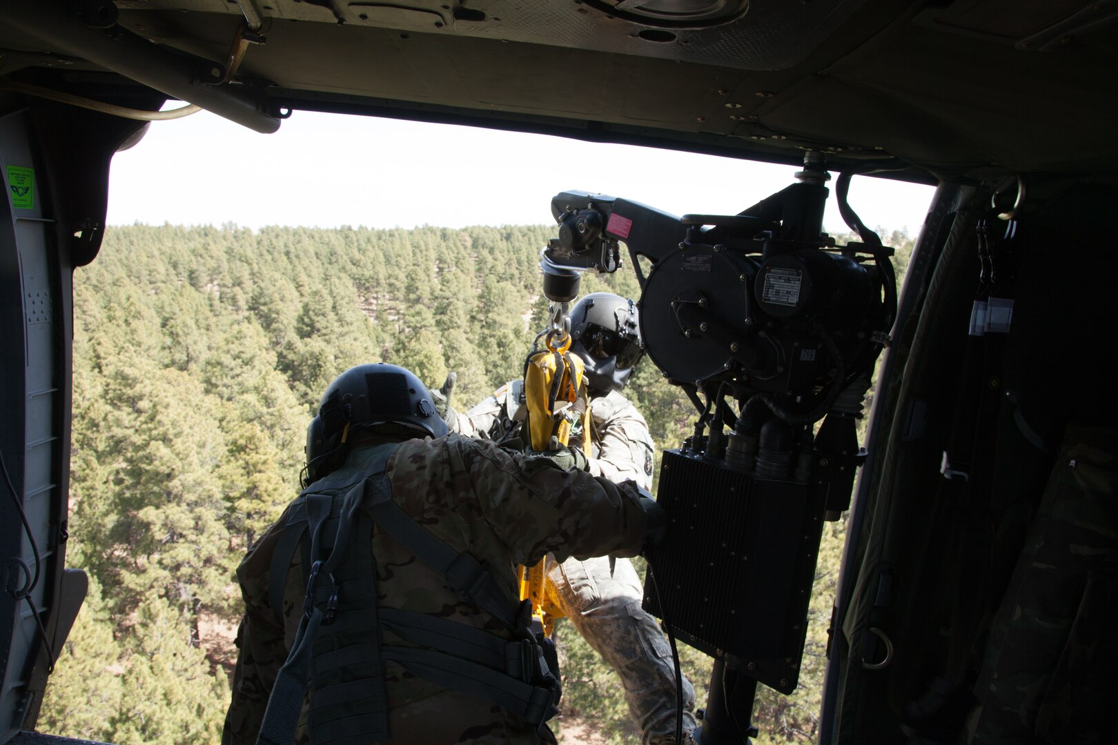 Army National Guard members perform hoist training with Alpine Search and Rescue members during Alpine Guard 2018.
