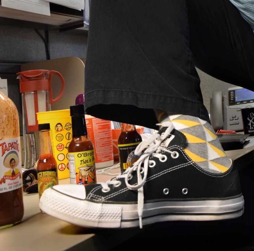 Matt Valentine, an architect with the U.S. Army Corps of Engineers Sacramento District, loves his family, his job, hot sauces and zippy footwear.