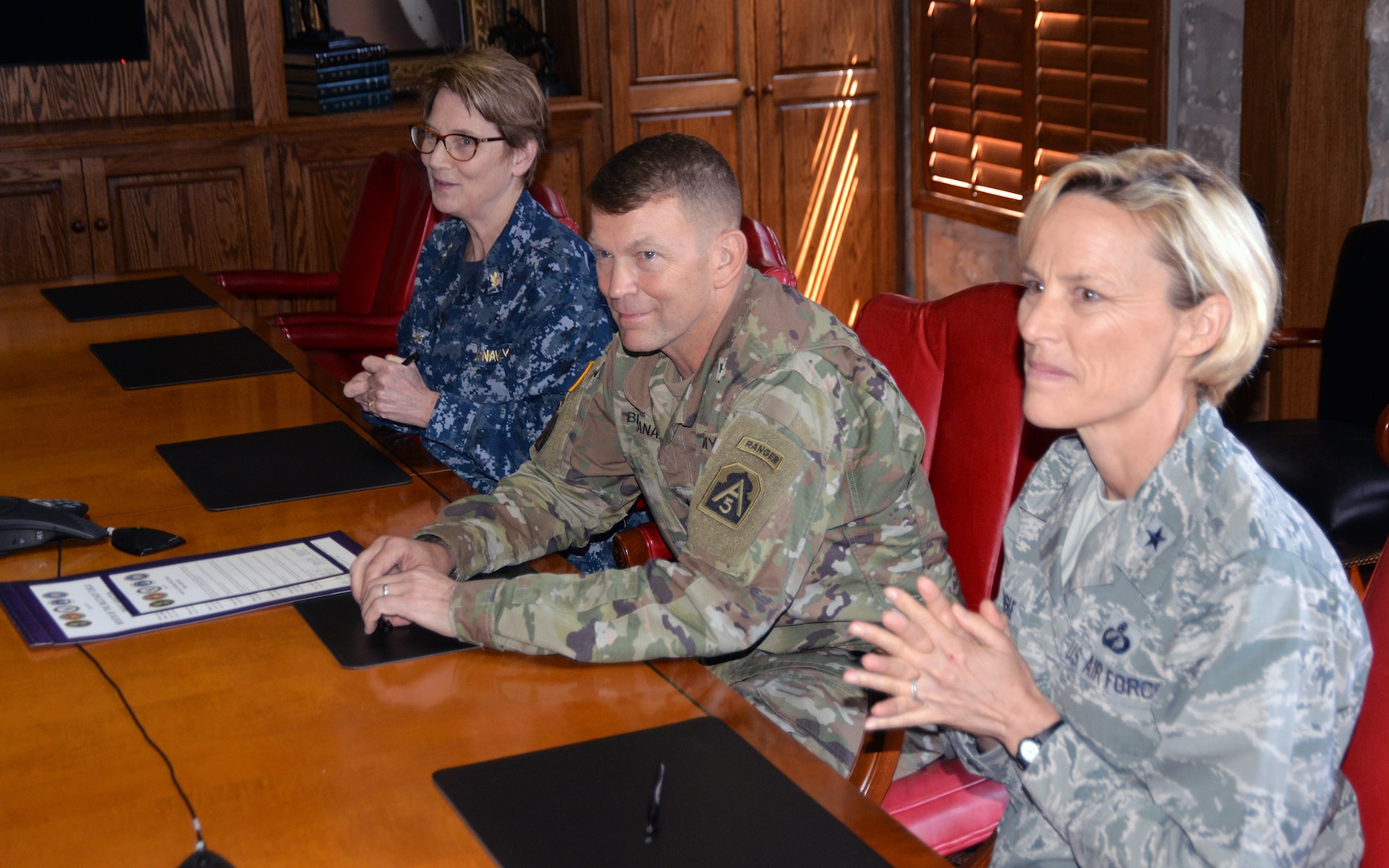 From left) Rear Adm. Rebecca McCormick-Boyle, commander, Navy Medicine Education, Training and Logistics Command; Lt. Gen. Jeffrey Buchanan, commanding general, U.S. Army North (Fifth Army); and Brig. Gen. Heather Pringle, commander, 502nd Air Base Wing and Joint Base San Antonio joined together April 12 with students, local educators and representatives from the Fort Sam Houston and Lackland Independent School Districts to recognize and honor the commitment, contributions and sacrifices children and youth make to the nation.