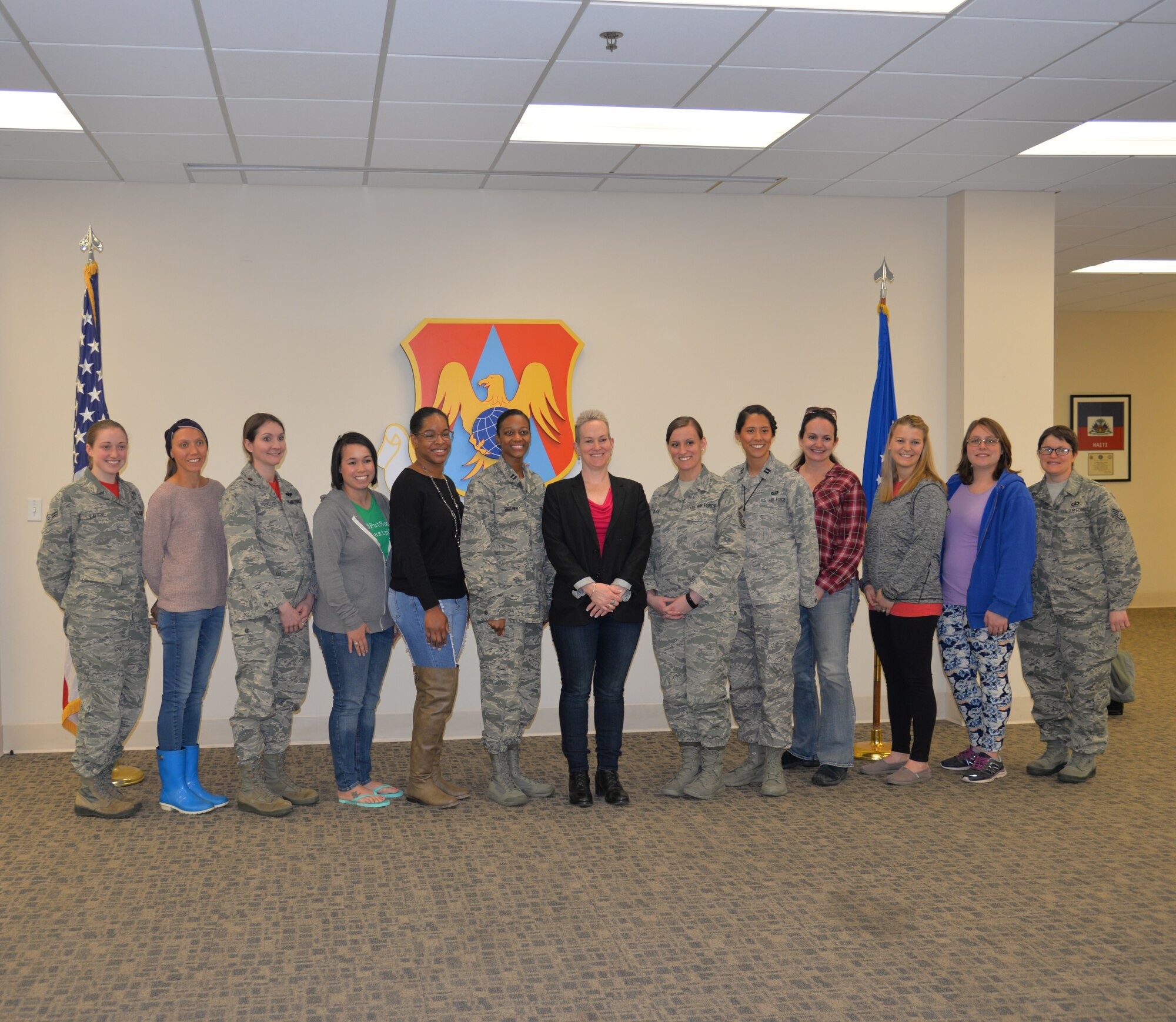 Award winning author, Robyn Roche-Paull (center), presents Breastfeeding in the Military on April 6th, 2018 at Scott Air Force Base Illinois.