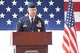 Col. Jon A. Eberlan, 75th Air Base Wing commander, provides his first remarks after assuming command of the wing at a change of command ceremony April 13, 2018, at Hill Air Force Base, Utah. (U.S. Air Force photo by Cynthia Griggs)