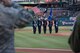 In celebration of Air Force Reserve's 70th Birthday, the Dyess Air Force Base Honor Guard presented the colors at the Texas Rangers game against the Los Angeles Angels.