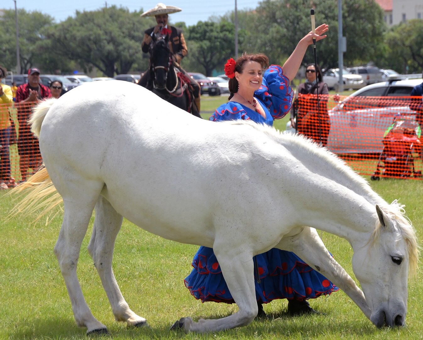 Impressive feats of horsemanship were on display during exhibition of Spanish horses during the annual Cowboys and Heroes event held at MacArthur Parade Field at Joint Base San Antonio-Fort Sam Houston April 14.