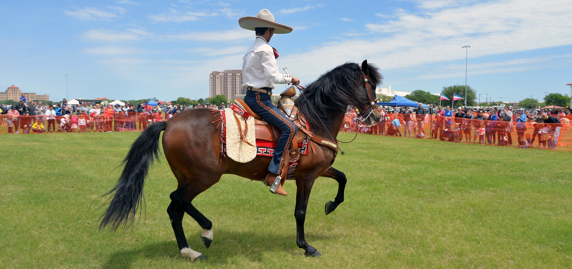 Impressive feats of horsemanship were on display during exhibition of Spanish horses during the annual Cowboys and Heroes event held at MacArthur Parade Field at Joint Base San Antonio-Fort Sam Houston April 14.