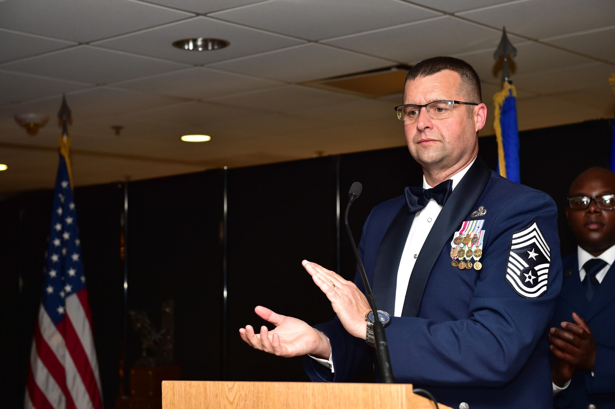 Award winners pose for a photo at the 910th Airlift Wing Annual Awards Banquet here, April 7.