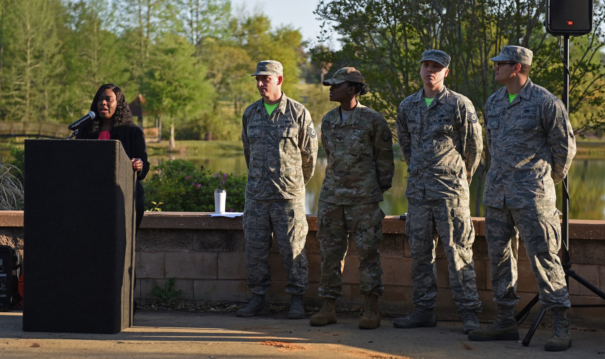 Team Shaw members kick off the Air Force Assistance Fund at Shaw Air Force Base, S.C., April 13, 2018.