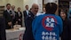 U.S. Air Force Col. R. Scott Jobe, left, the 35th Fighter Wing commander, shakes hands with Governor Shingo Mimura, right, the Aomori Prefecture governor, at the at Lake Ogawara Appreciation event in Tohoku Town, Japan, April 15, 2018. The partnership of local communities is vital to the U.S. and Japan friendship. (U.S. Air Force photo by Airman 1st Class Collette Brooks)