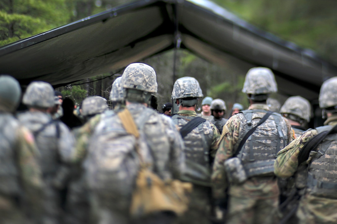 Soldiers receive a safety briefing.