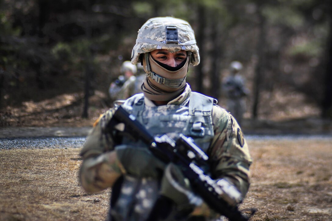 A soldier prepares for live-fire battle drills.