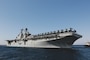 AQABA, Jordan (April 15, 2018) – USS Iwo Jima (LHD 7) and embarked 26th Marine Expeditionary Unit arrive in Aqaba, Jordan for exercise Eager Lion 18. (U.S. Marine Corps photo by Staff Sgt. Vitaliy Rusavskiy/Released)