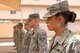 Local Honor Guard Airmen stand at attention as they learn from instructors from the U.S. Air Force’s official Honor Guard team April 16, 2018, at Luke Air Force Base, Ariz. Members of the Air Force Honor Guard team came to Luke to train local Honor Guard members on special techniques, formations, and demonstrations. (U.S. Air Force photos by Senior Airman Ridge Shan)