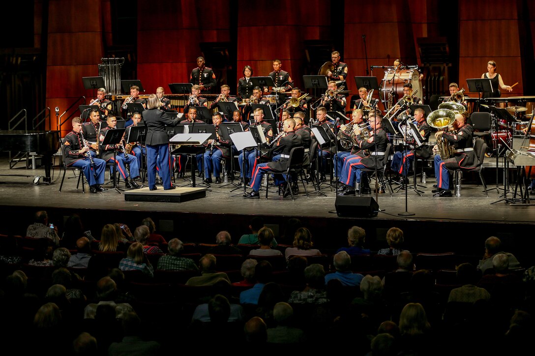U.S. Marines with the 1st Marine Division Band, preform “Dance of the Jesters” during the 1st Marine Division Band’s 10th annual concert at the California Center for the Arts, Escondido, Calif., March 29, 2018.
