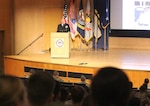 Navy Admiral Kurt Tidd speaks before cadets at the U.S. Military Academy.