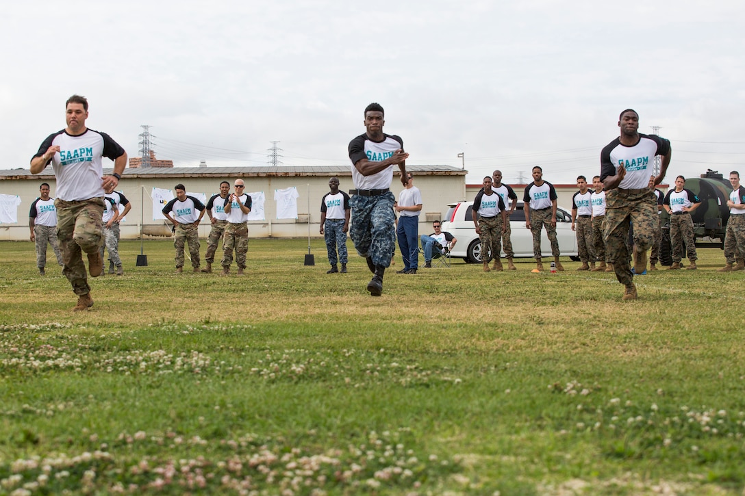 Soldiers participate in a race during the meet.