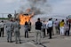 Members from Leadership San Angelo watch a firefighting demonstration at the Louis F. Garland Department of Defense Fire Academy on Goodfellow Air Force Base, Texas, April 12, 2018. Trainees use the controlled fires as a hands-on training experience. (U.S. Air Force photo by Senior Airman Randall Moose/Released)