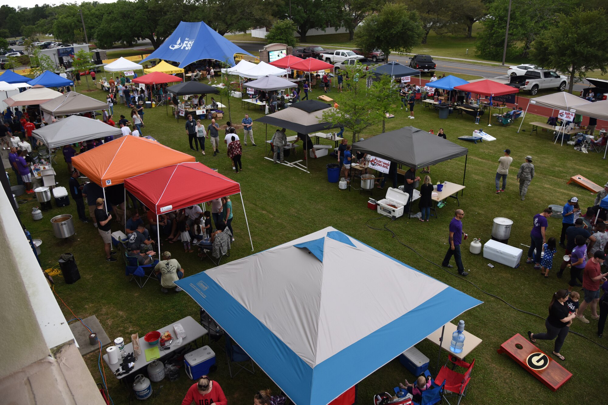 Keesler personnel attend the 6th Annual Bay Breeze Crawfish Cook-Off at the Bay Breeze Event Center at Keesler Air Force Base, Mississippi, April 13, 2018. The “Craw-Fish Pot-Nahs” won first place overall and a free entry into the 26th Annual Mississippi Coast Coliseum Crawfish Festival Cook-Off. Twenty-one teams competed in the event with over 800 Keesler personnel in attendance and almost 1700 pounds of crawfish distributed. (U.S. Air Force photo by Kemberly Groue)