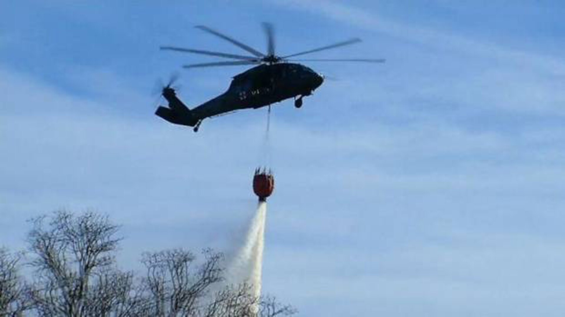 An Oklahoma National Guard Black Hawk helicopter was dispatched to help with firefighting efforts Thursday.
