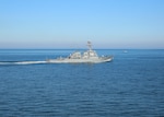 170220-N-OH262-328 
NORFOLK (Feb. 20, 2017) The guided-missile destroyer USS Mitscher (DDG 57) transits the Atlantic Ocean. (U.S. Navy photo by Bill Mesta/Released)