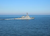 170220-N-OH262-328 
NORFOLK (Feb. 20, 2017) The guided-missile destroyer USS Mitscher (DDG 57) transits the Atlantic Ocean. (U.S. Navy photo by Bill Mesta/Released)