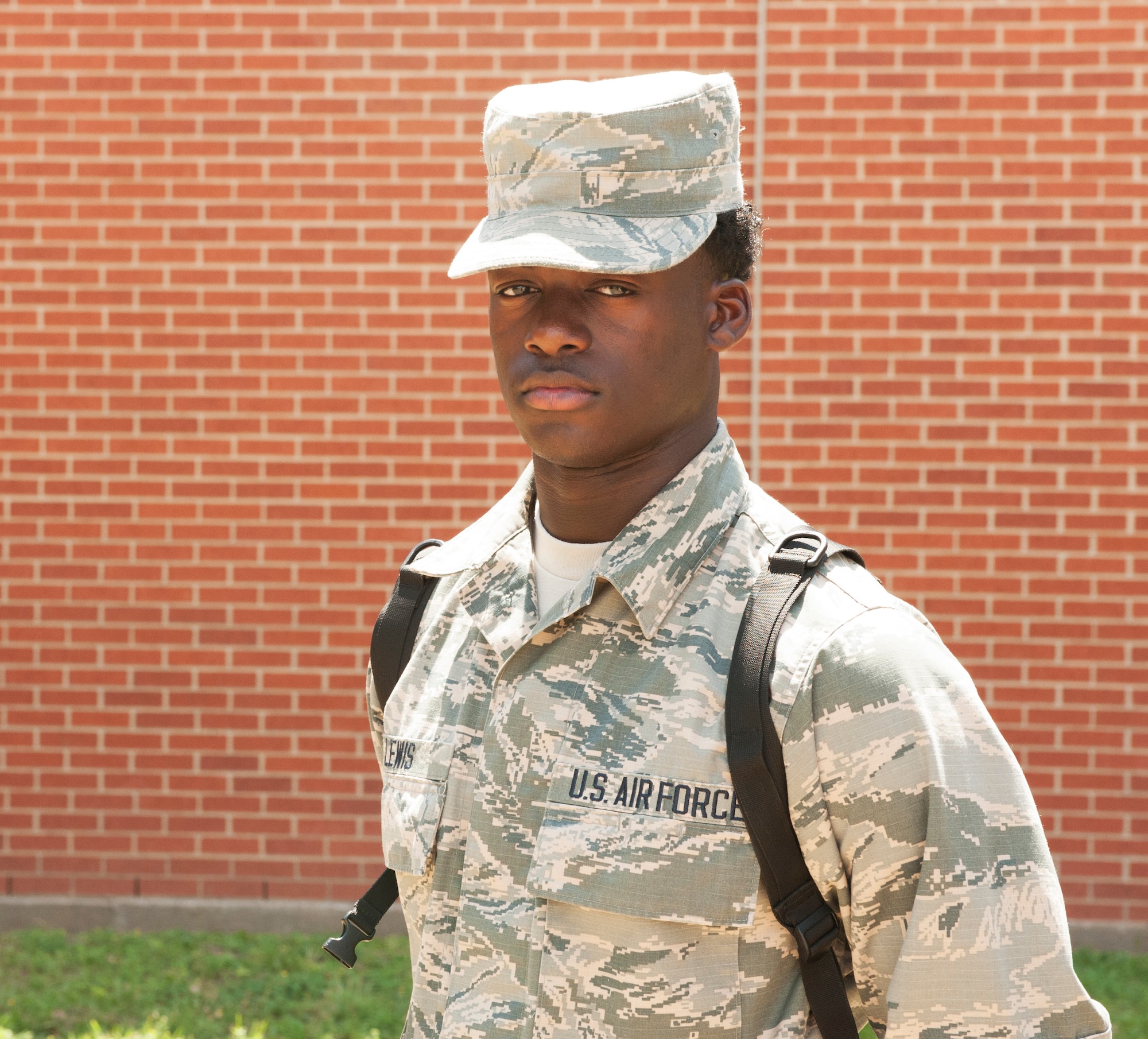 Airman Donovan V. Lewis, a technical school trainee at Goodfellow Air Force Base, Texas, competed and took first place at the 2nd Annual Caliber Collison Military Combine finals at the Dallas Cowboys AT&T Stadium in Arlington, Texas March 31, 2018.  The first place honor earned Lewis the distinction of announcing one of the Cowboy’s fourth through seventh-round picks at the 2018 National Football League Draft April 28. (U.S. Air Force photo by Robert D. Martinez/Released)