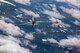 A U.S Air Force KC-10 Extender crewed by Reserve Citizen Airmen with the 78th Air Refueling Squadron, 514th Air Mobility Wing, refuels an F-15 Eagle with the 104th Fighter Squadron during a joint training mission over the United States, April 7, 2018. A pair of U.S Air Force F-35 Lightning IIs with the 419th Fighter Squadron fly alongside the Extender. The 514th is an Air Force Reserve Command (AFRC) unit located at Joint Base McGuire-Dix-Lakehurst, N.J. The 419th is an AFRC unit assigned to Hill Air Force Base, Utah. The 104th is with the Massachusetts Air National Guard located at Barnes Air National Guard Base. (U.S. Air Force photo by Master Sgt. Mark C. Olsen)